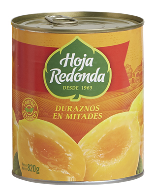 Durazno en Mitades Hoja Redonda 820g - Abre Fácil